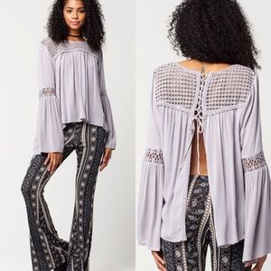 Patrons of Peace Crochet Lace Back Boho Blouse